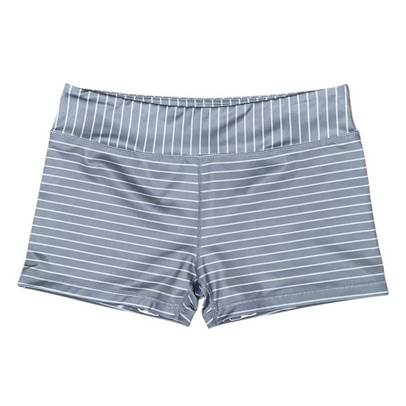 IAB MFG Pants - I Am Becoming IAB MFG No Ride Gray White Striped Pull On Shorts XL 14